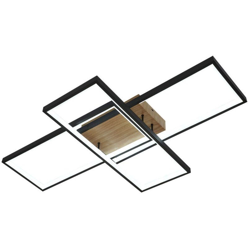 Plafonnier LED 134 W 14 740 lm 3 000-6 500 K 79 cm Noir/Bois Dimmable Série Madaleta