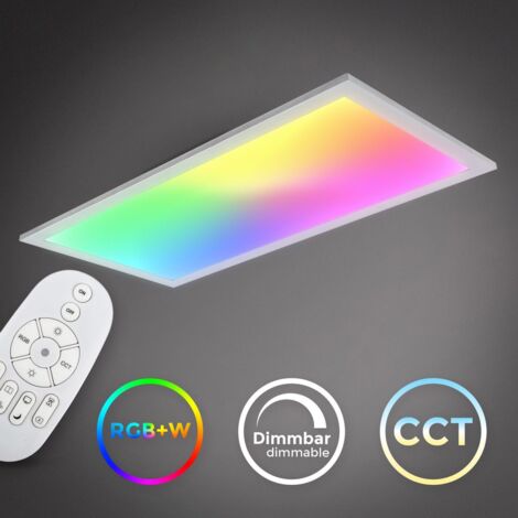 Plafonnier LED 15W RGBW 7 couleurs CCT chaud, neutre & froid télécommande panneau ultra slim bureau 595mm