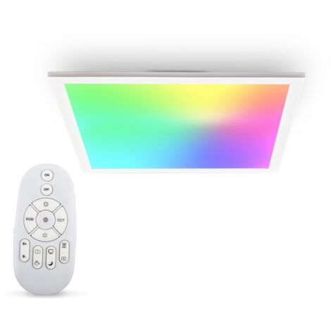 Plafonnier LED 15W RGBW 7 couleurs CCT chaud neutre & froid télécommande plafonnier ultra slim bureau 450mm
