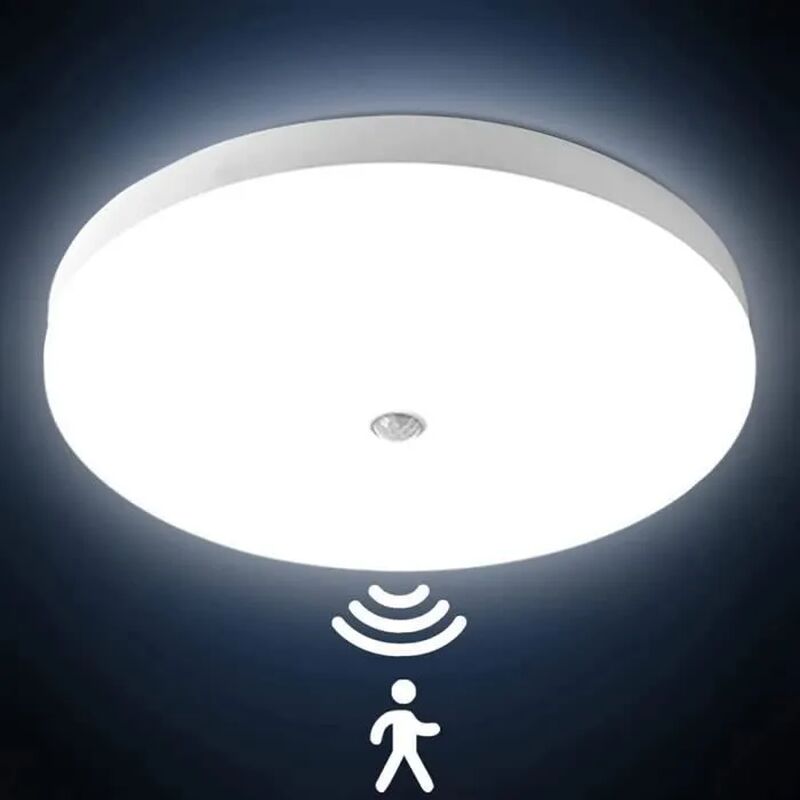 Plafonnier LED 18 W avec détecteur de présence, haute qualité, ultra-fin et rond, détection intelligente, blanc, vendu à l'unité.