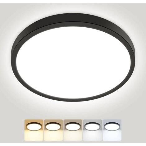 Plafonnier LED, 18W 1800LM Luminaire Plafonnier Salle de Bain, IP54 Etanche & 5 Couleurs(3000K/3500K/4000K/5000K/6500K), Lampe Plafond Rond pour Cuisine, Chambre, Couloir, Garage, Balcon