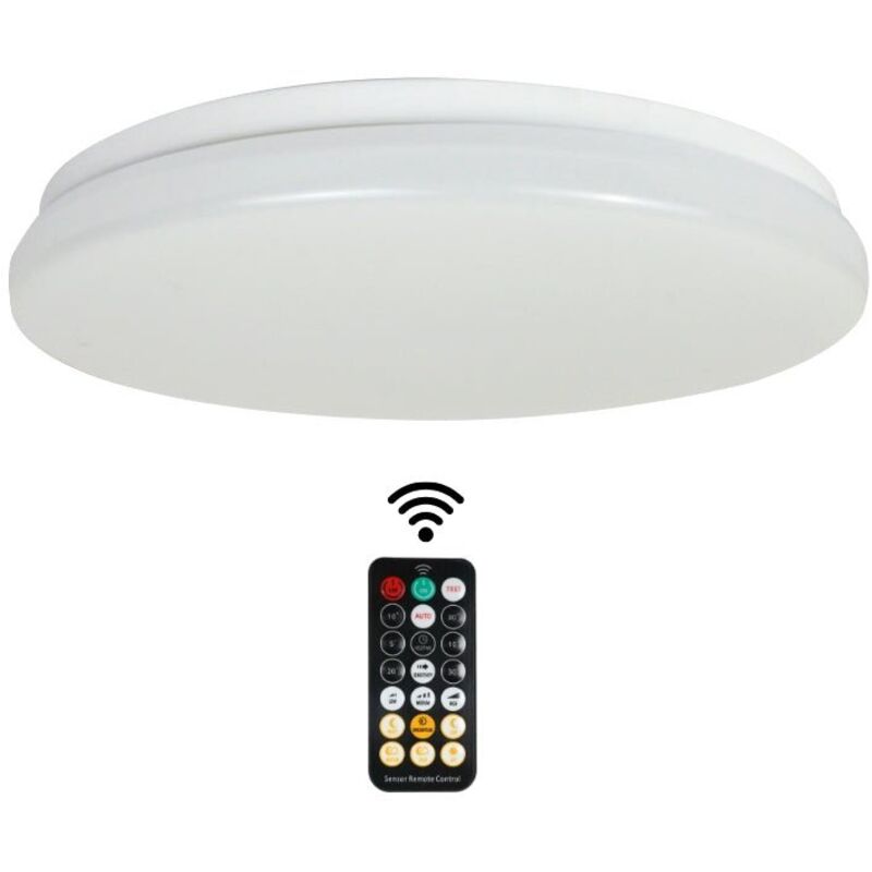 Plafonnier LED 18W IP44 avec Détecteur et Télécommande - Blanc N