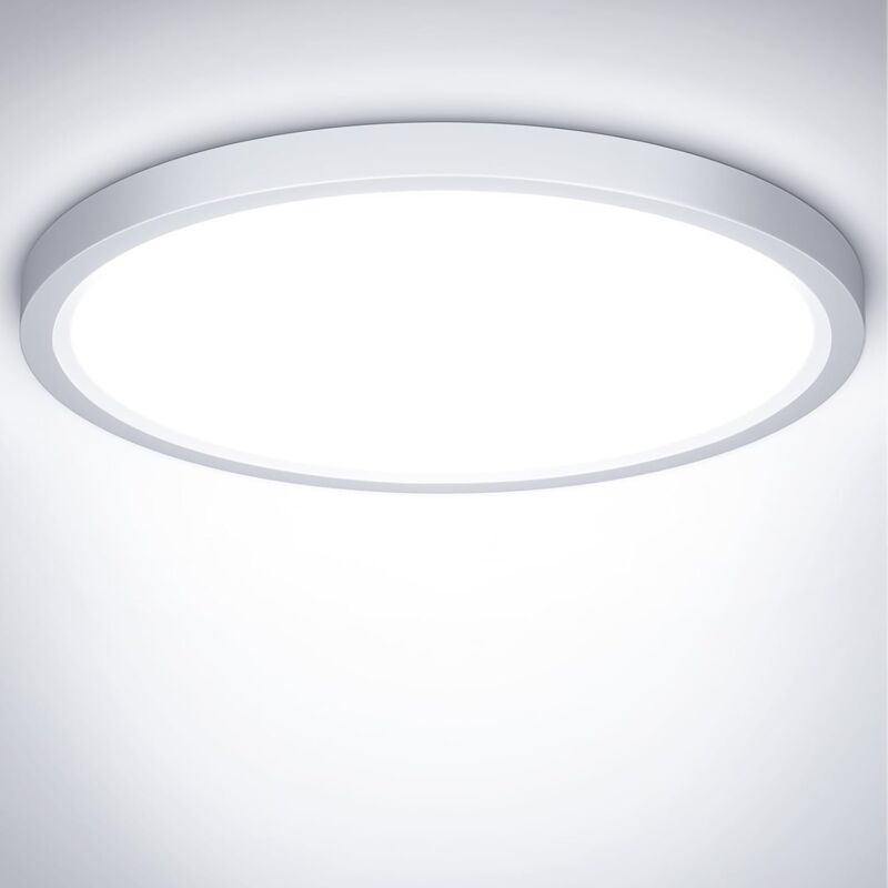 Plafonnier LED, 18W Luminaire Plafonnier Étanche IP44 Blanc Froid 6500K 1800LM, Lampe LED Chambre, Plafonnier Rond de 23cm Pour Chambre à Coucher
