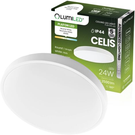 Plafonnier LED 24 W 4 000 K 2 500 lm Rond IP44 Anneau Blanc ALS