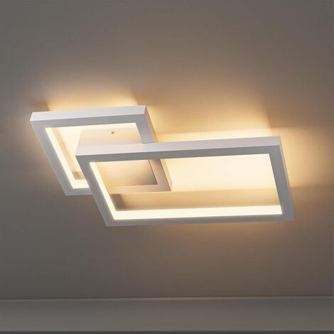 Plafonnier LED 24W 1960 Lumen, Lampe de Plafond en Aluminium, Moderne Design Luminaire Plafonnier pour Salon Chambre Cuisine Couloir, 41 x 27 cm, Blanc Chaud 3000K, Blanc