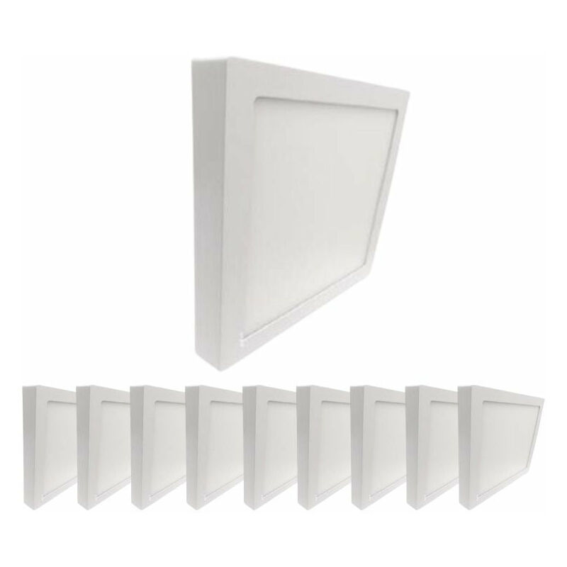 Silumen - Plafonnier led 24W 220V Carré - Pack de 10 / Blanc Chaud