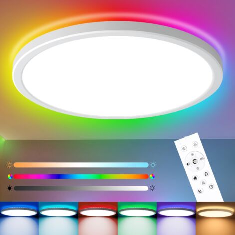 Plafonnier LED 24 W Dimmable 30 cm, 3200 LM, RGB Couleur Changeante, 3000 K-6500 K, IP44 Étanche pour Salle de Bain, Chambre, Salon