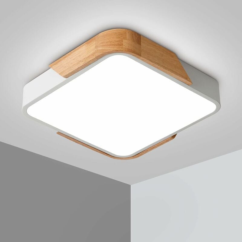 Plafonnier LED 24W Lampe Plafond avec Télécommande Luminosité Réglable Luminaire Salle de Bain Carré Ultra Mince Moderne pour Maison Bureau Couloir,