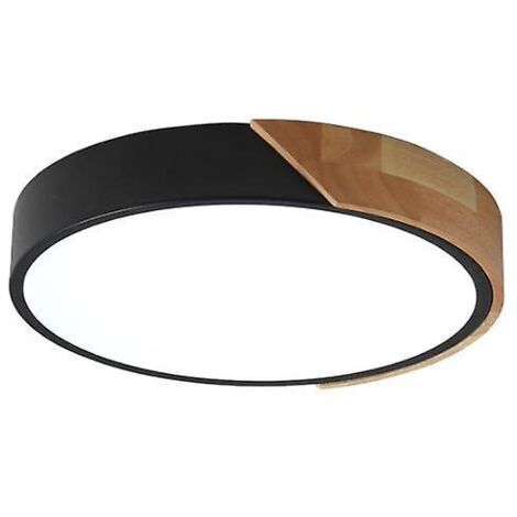 plafonnier Led 24w, Luminaire Led En Bois Et Mtal, Plafonnier Led Plat Et Rond Pour Chambre Salon Cuisine Sous-sol Balcon, Lumire Blanche Monochro