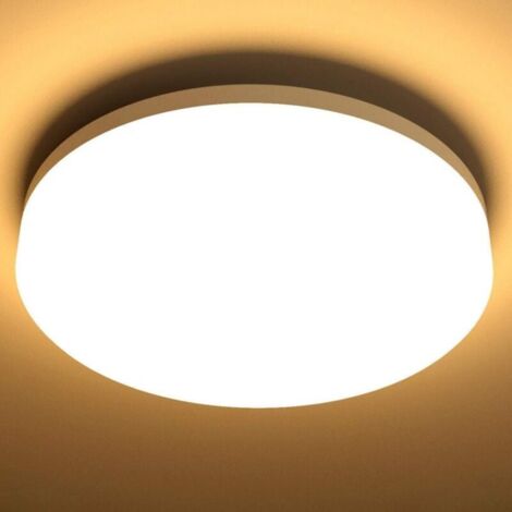 Plafonnier LED 24W, Luminaire Plafonnier Étanche IP54 Blanc Chaud 3000K 1250LM, Angle de Faisceau 120 °, Plafonnier LED Idéal pour Salle de Bain, Balcon, Couloir, Cuisine, Salon(Φ22) [Classe énergétiq