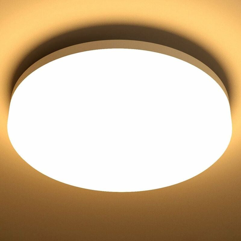 Ineasicer - Plafonnier led 24W, Luminaire Plafonnier Étanche IP54 Blanc Chaud 3000K 1250LM, Angle de Faisceau 120 °, Plafonnier led Idéal pour Salle