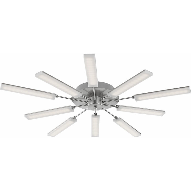 Plafonnier plafonnier lampe de salon lampe salle à manger luminaire design, 10 ampoules, nickel satiné, led 2,8W 168Lm blanc chaud, DxH 80x9cm