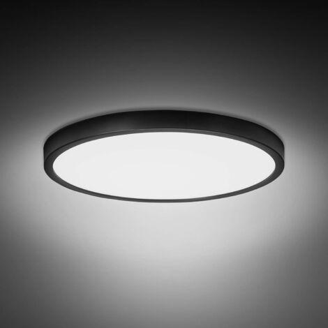 Plafonnier LED 28W Luminaire Salle de Bain 1700LM Blanc Naturel 5000K Lampe de Plafond Étanche IP54 Plafonnier Salon Applicable à Salle de Bain Chambre Cuisine Balcon Garage Ø28×3cmNoir