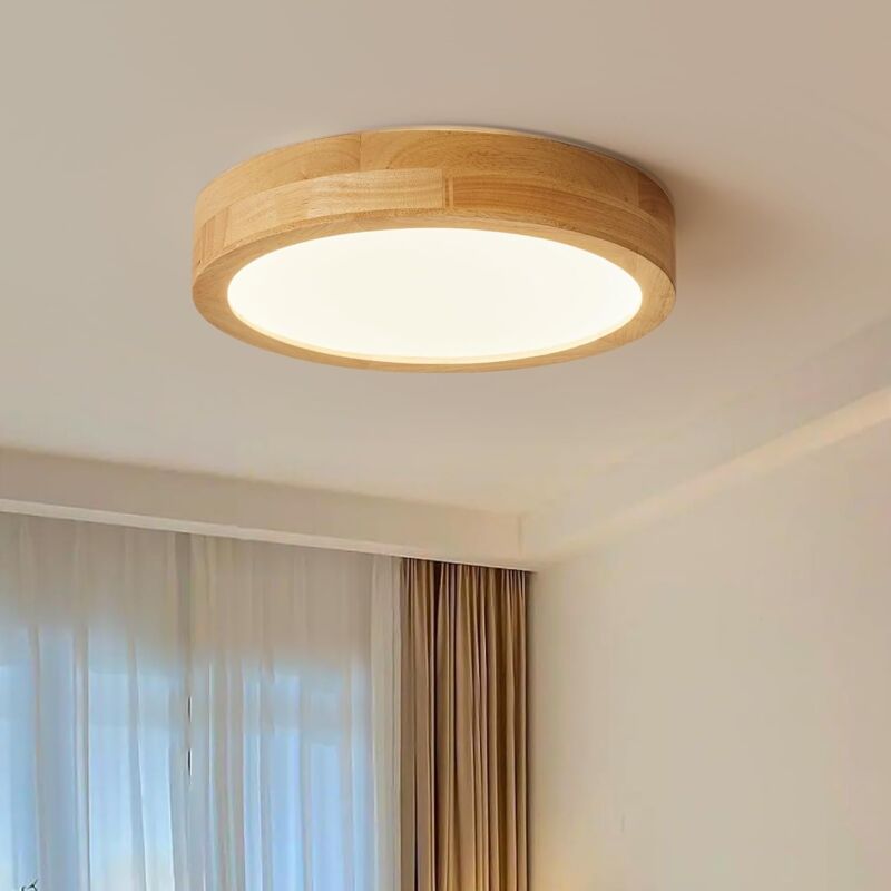 Plafonnier led Ø30CM Luminaire Plafonnier Protection Yeux Lampe de Plafond en Bois Applicable à Salle de Bain Chambre Cuisine Salon 3000K/ Lumière