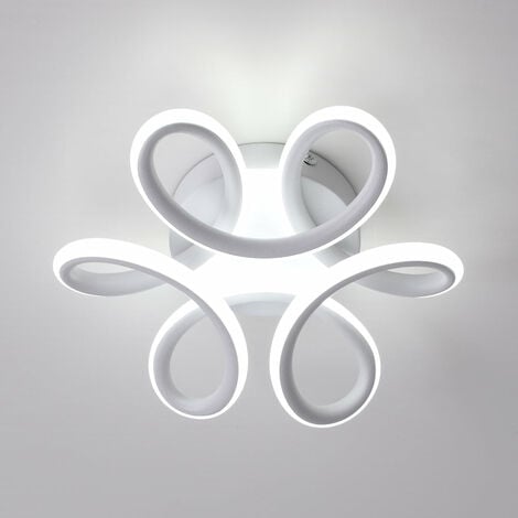 Plafonnier LED, 30W Lampe de Lustre, Design Courbé Moderne Luminaire Plafonnier pour Couloir Balcon Salon Cuisine Salle de Bain Chambre, Blanc Froid 6000K, Diamètre 26cm