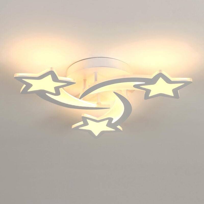 Plafonnier led Moderne Blanc, Lampe de Plafond Créative en Forme d'Étoile à 3 Têtes, Pour Chambre à Coucher Salon Salle à Manger Chambre d'Enfant