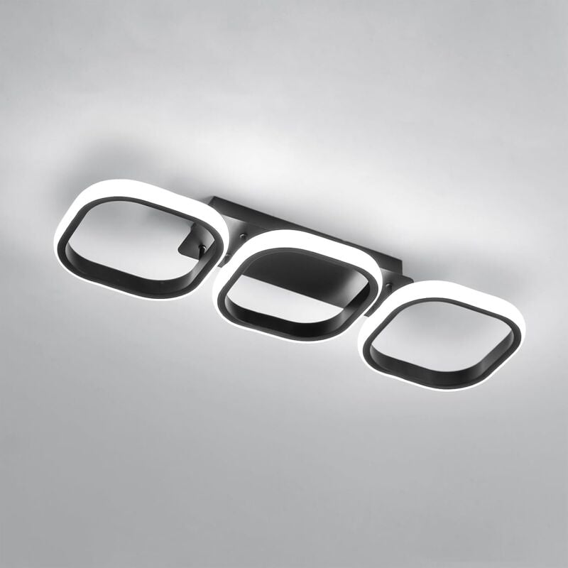 Plafonnier led Moderne, Noir 32W 3900LM Lumière Blanche Froide 6500K, Design Créatif à Trois Carré en Aluminium pour Salon Chambre Cuisine Salle de