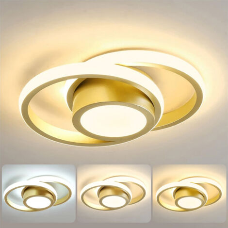 Plafonnier LED, 32W Luminaire Plafonnier LED Dimmable 3000K-6000K, Moderne Luminaire Plafonnier Noir pour Couloir Coucher Cuisine Salon, Doré