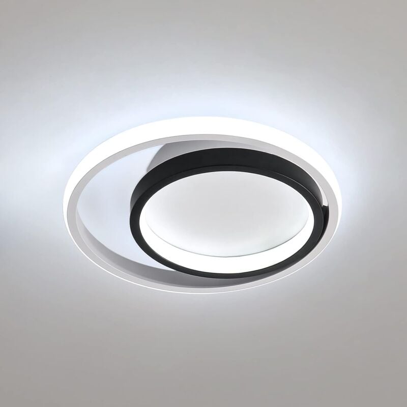 Comely - Plafonnier led Moderne Noir 28W, Luminaire de Plafond Rond Ø25cm en Acrylique pour Chambre, Cuisine, Salon, Couloir, Balcon (Lumière Blanche