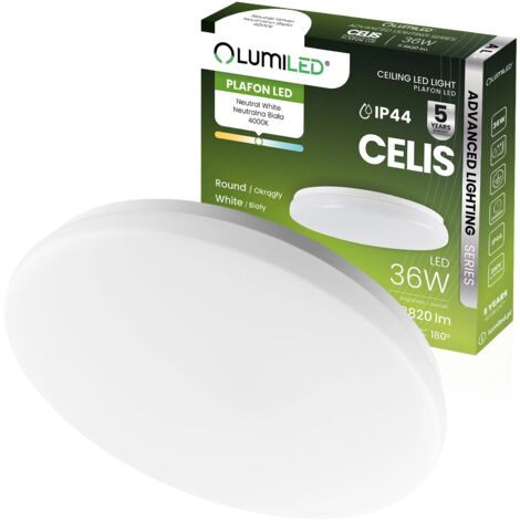 Plafonnier LED 36 W 4 000 K 3 820 lm 106 lm/W Rond IP44 Anneau Blanc