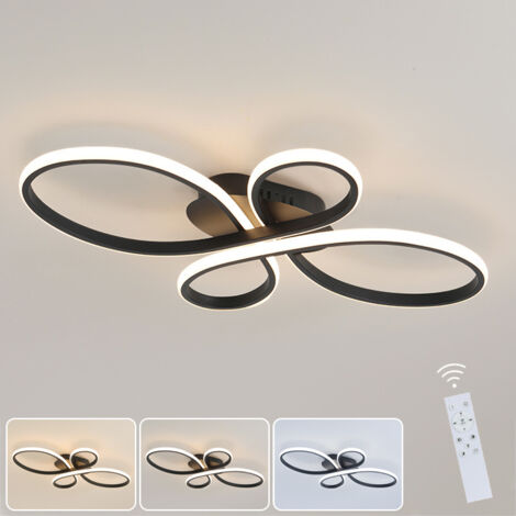 Plafonnier LED 36 W 60 cm, Lustre LED à anneaux floraux avec télécommande, Plafonnier moderne à intensité variable, 3 températures de couleur