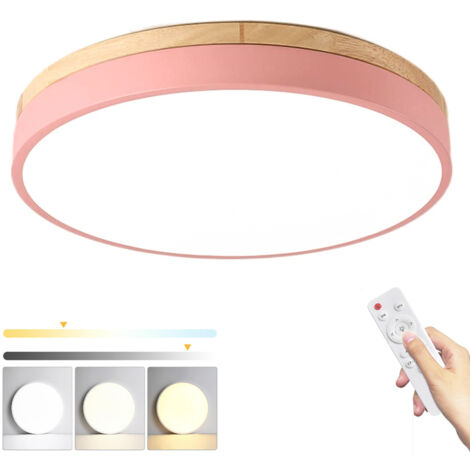 Plafonnier LED 36 W, plafonnier moderne en métal avec télécommande, variateur d'intensité, 3 températures de couleur, 40 cm, rose