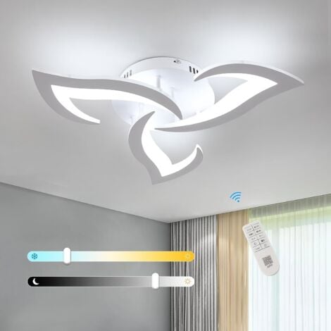 GOECO Plafonnier LED, 36W 3060LM Luminaire Plafonnier Moderne, Acrylique Lampe de Plafond LED 3 lumières pour Salon Chambre Cuisine Dia 58cm (Noir) Lumière Blanc Froid 6500K