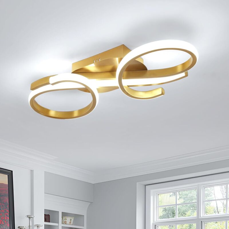 Plafonnier led 36W, 4000LM 6500K Lumière Blanche, Design Moderne en Or en Aluminium pour Salon Chambre Entrée Cuisine Balcon Couloir (L42 x l16 x H7