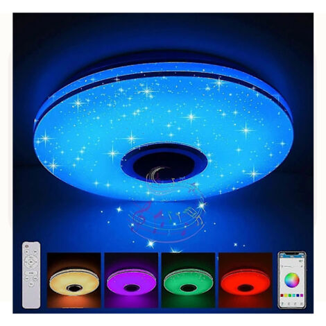 Plafonnier LED 36W avec haut-parleur Bluetooth, variateur d'intensité et commande par télécommande ou application