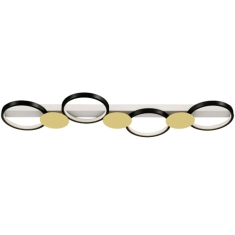 Plafonnier LED 38 W 1500 lm 3000 K-6500 K, lampe de salon avec 4 ampoules, télécommande, noir et or