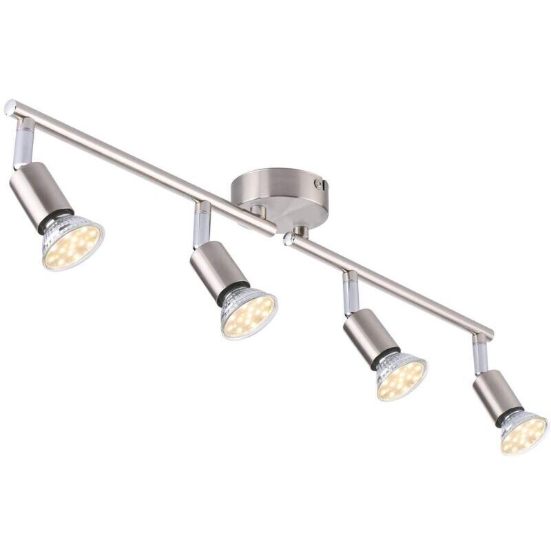 Plafonnier LED 4 Spots orientables, Argent 4 x 4W GU10 Barre Spot Plafond LED Eclairage intérieur pour Salon Salle à Manger Cuisine Couloir [Classe