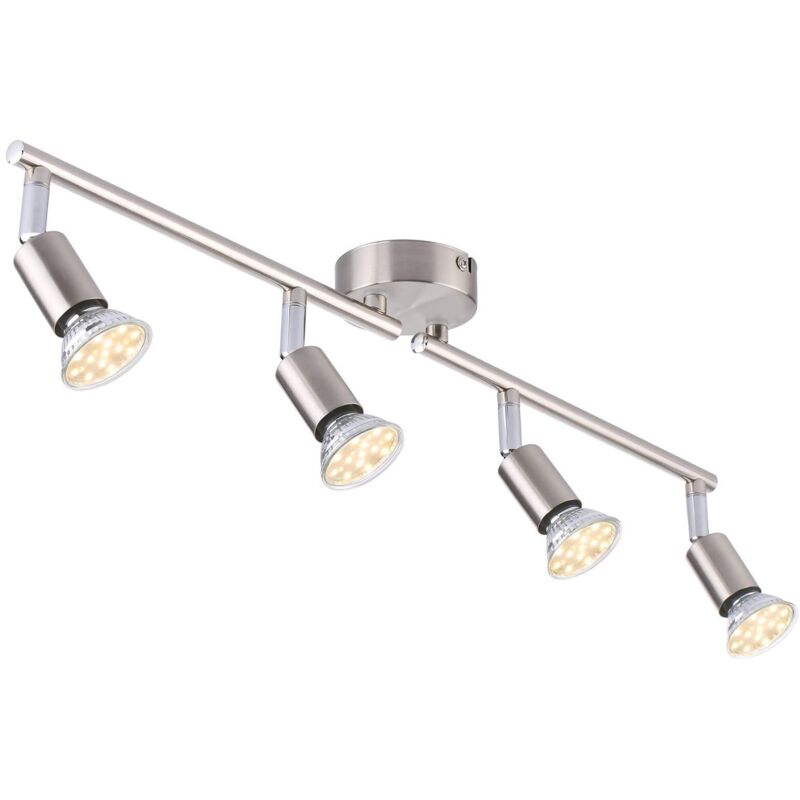 Plafonnier LED 4 Spots orientables, Argent 4 x 4W GU10 Barre Spot Plafond LED Eclairage intérieur pour Salon Salle à Manger Cuisine Couloir [Classe