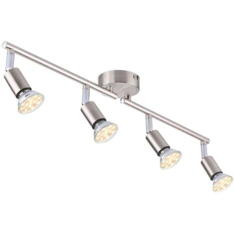 Plafonnier LED 4 Spots orientables, Argent 4 x 4W GU10 Barre Spot Plafond LED Eclairage intérieur pour Salon Salle à Manger Cuisine Couloir [Classe énergétique A]
