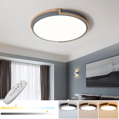 Plafonnier LED 40 cm à intensité variable, plafonnier moderne à encastrer avec télécommande, lumière décorative grise, 3 températures de couleur