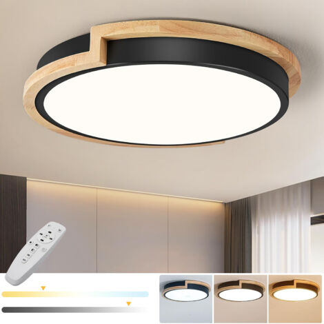 Plafonnier LED 40 cm à intensité variable, plafonnier moderne à encastrer avec télécommande, lumière décorative noire, 3 températures de couleur