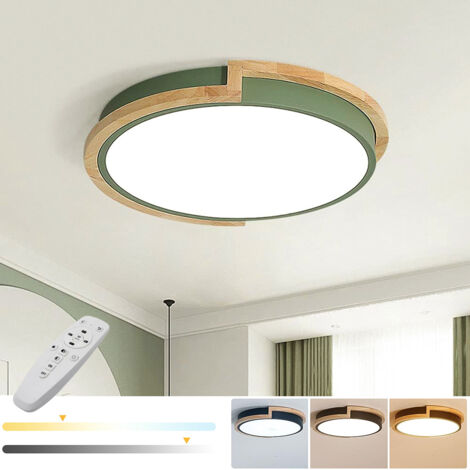 Plafonnier LED 40 cm à intensité variable, plafonnier moderne à encastrer avec télécommande, lumière décorative verte, 3 températures de couleur