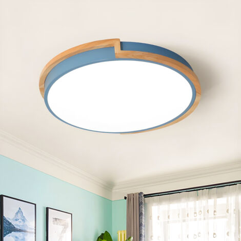 Plafonnier LED 40 cm, plafonnier moderne à encastrer, lumière décorative bleue, luminaires à proximité du plafond (lumière chaude)