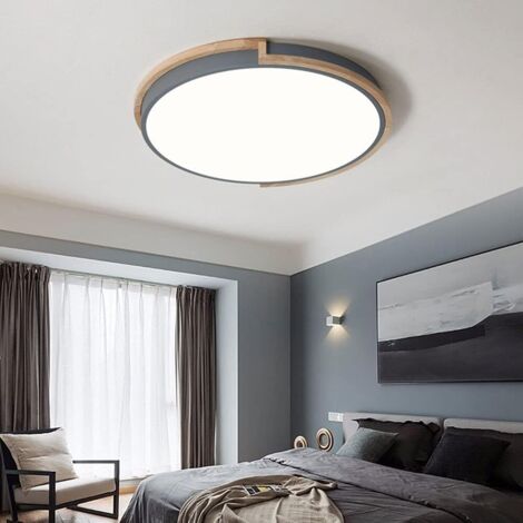 Plafonnier LED 40 cm, plafonnier moderne à encastrer, lumière décorative grise, luminaires à proximité du plafond (lumière blanche)