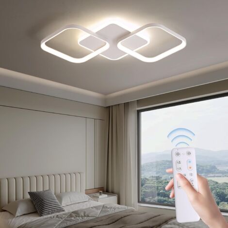 Plafonnier LED 40 W à intensité variable (2700-6500 K), 4500 lm, avec télécommande 2,4 GHz et fonction mémoire, pour salon, couloir, bureau, blanc