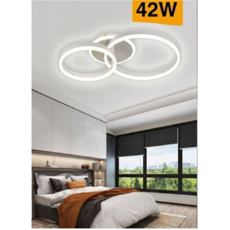 Plafonnier Led 42 W C35 Blanc Moderne Cercles Lumière 4000 K 6500 K 3000 K