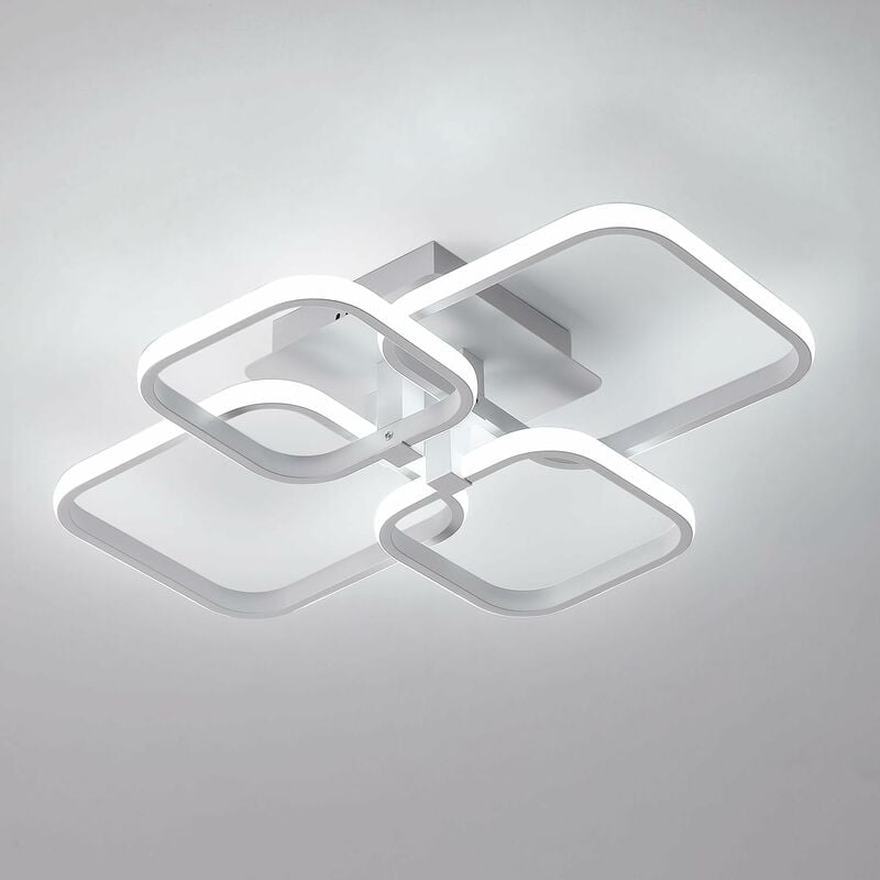Plafonnier led Modernes pour Salon, Chambre, Couloir, Bureau (4 Blanc Carrés,60W,Lumière Blanc 6500K) - Comely