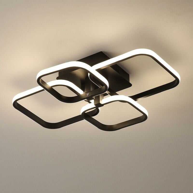 Plafonnier led Modernes pour Salon, Chambre, Couloir, Bureau (4 Noir Carrés,45W,Lumière Neutre 4500K) - Comely