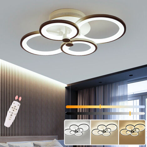 Plafonnier LED 48 W à intensité variable avec télécommande, 4 anneaux lumineux - Plafonnier moderne, 3000 K - 6500 K, économie d'énergie, φ 60 cm