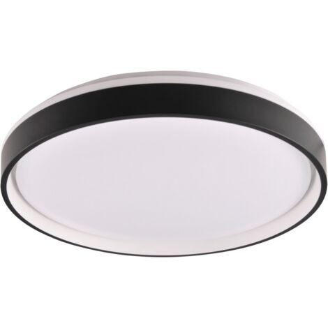 Plafonnier LED 48W rond 38 cm noir télécommande IP44