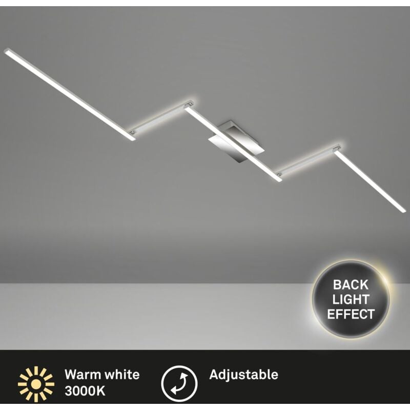 Plafonnier led Briloner leuchten staff, 28 w, 2800 lm, IP20, alu-chrome, métal-plastique, 227,2 x 12 x 5 cm