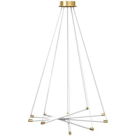Plafonnier LED, 50 W, 5 tubes lumineux orientables, idéal pour salon, salle à manger, cuisine, or et blanc