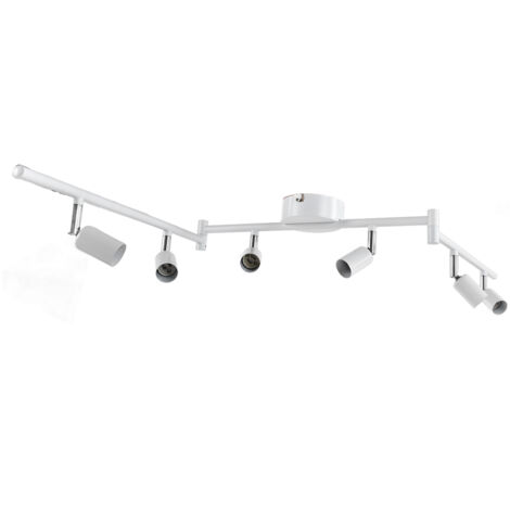 Plafonnier LED 6 Spots Orientables Blanc du Jour 6 X Ampoules GU10 Applique tête d'éclairage rotative flexible 85-265V Blanc