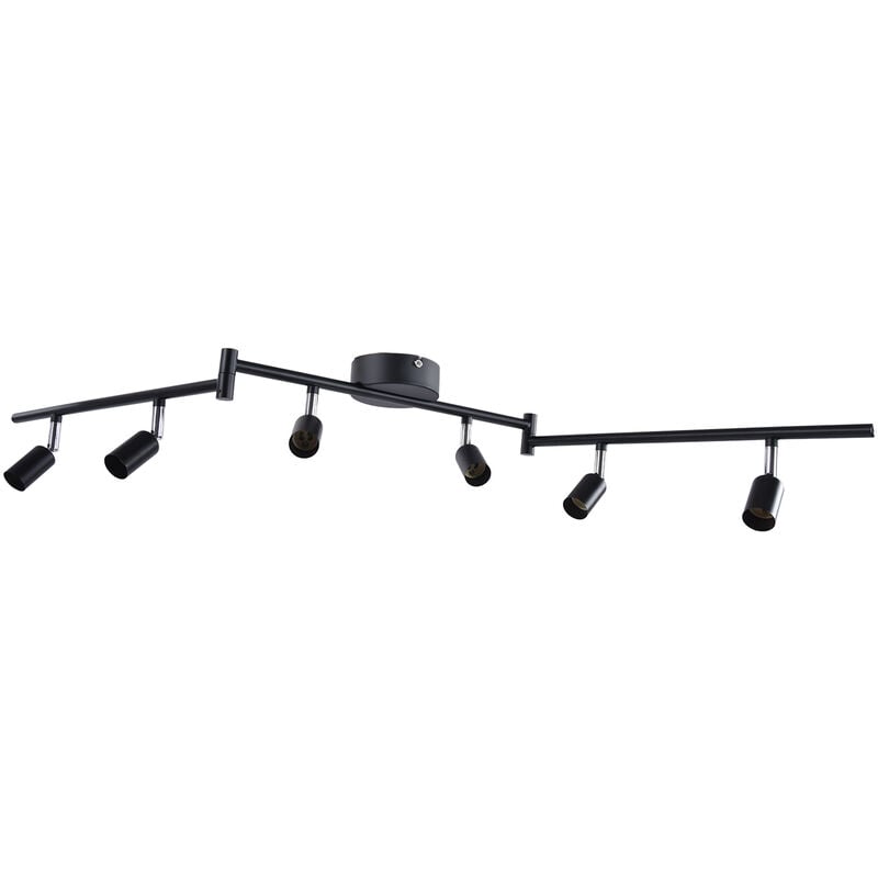 Plafonnier led 6 Spots Orientables Blanc du Jour 6 x Ampoules GU10 Applique, tête d'éclairage rotative flexible pour studio de cuisine 85-265V, Noir