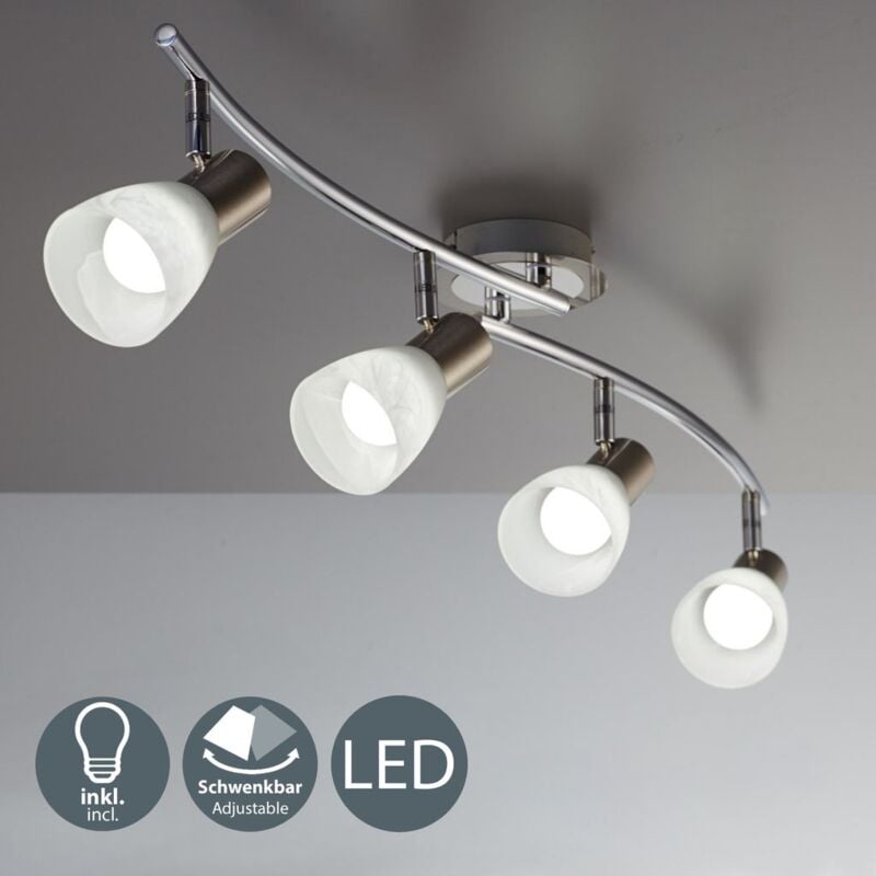 B.k.licht - plafonnier led 4 spots orientables, ampoules led E14 5W incluses, éclairage led plafond chambre salon salle à manger couloir cuisine,