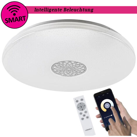 Plafonnier LED 60 cm 40W RGB WiFi télécommande chromé